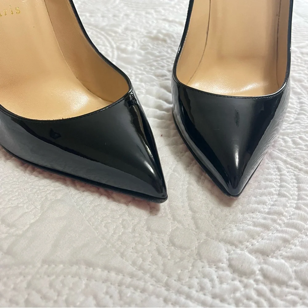 CHRISTIAN LOUBOUTIN Pigalle Follies 100 Pump Heel Black Patent Leather Size 39 - Picture 5 of 13
